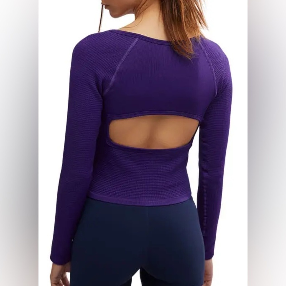 FP Movement Bail Out Crop Thermal Knit Top - Dark Amethyst - Picture 3 of 6